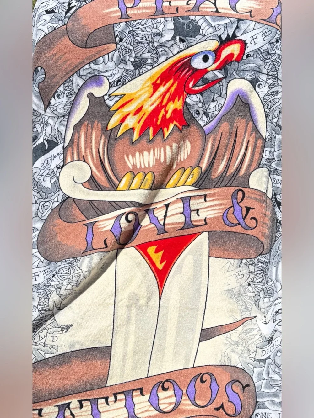 Rare Ed Hardy Christian Audigier Peace Love Tattoos Eagle Dagger Beach Towel